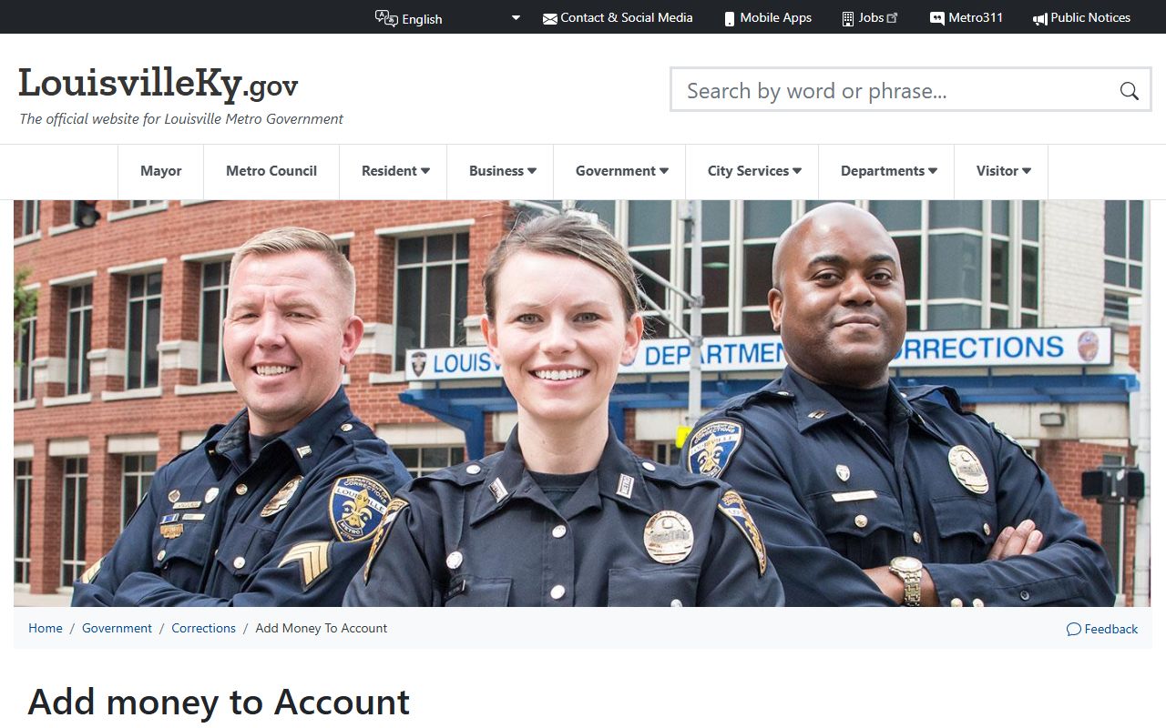 Jefferson County LMDC inmate money account page